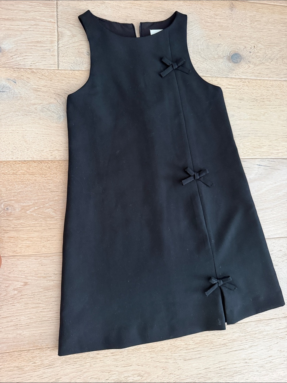 Girls' Black Sleeveless Shift Dress with Decorative Bows size 9-10 years